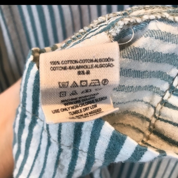 Free People Beach Trouser Pant Striped Teal Cream - Picture 5 of 5